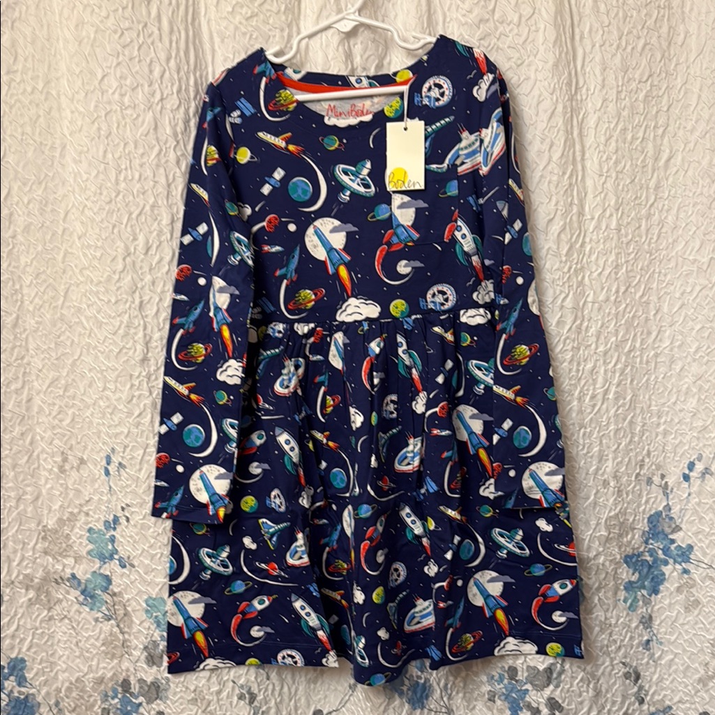 Mini Boden Spaceships Dress 8-9y